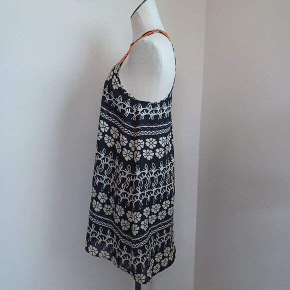 THML Dress Black Floral Orange Back Zip Halter Racer Back Style Womens Small - Picture 7 of 14